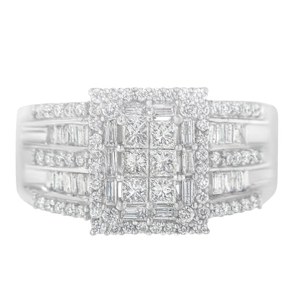 10K White Gold Diamond Cluster Ring (1 cttw, H-I Color, I1-I2 Clarity) Bids.com