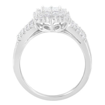 10K White Gold Diamond Cluster Ring (1 cttw, H-I Color, I1-I2 Clarity) Bids.com