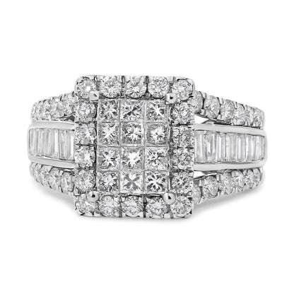 14K White Gold 2.00 Cttw Composite Head with Halo and Side Stones Diamond Ring (H-I Color, SI1-SI2 Clarity) - Ring Size 7 Bids.com