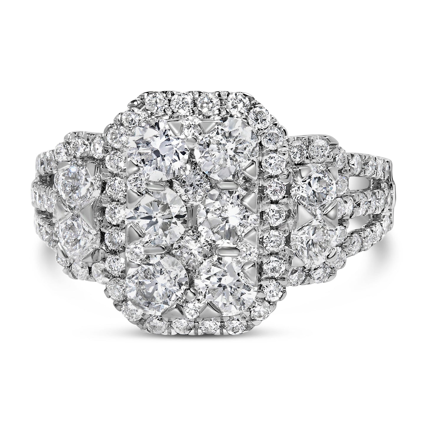 14K White Gold 2 1/4 Cttw Diamond Cocktail Cluster Ring (G-H Color, SI2-I1 Clarity) - Size 7 Bids.com
