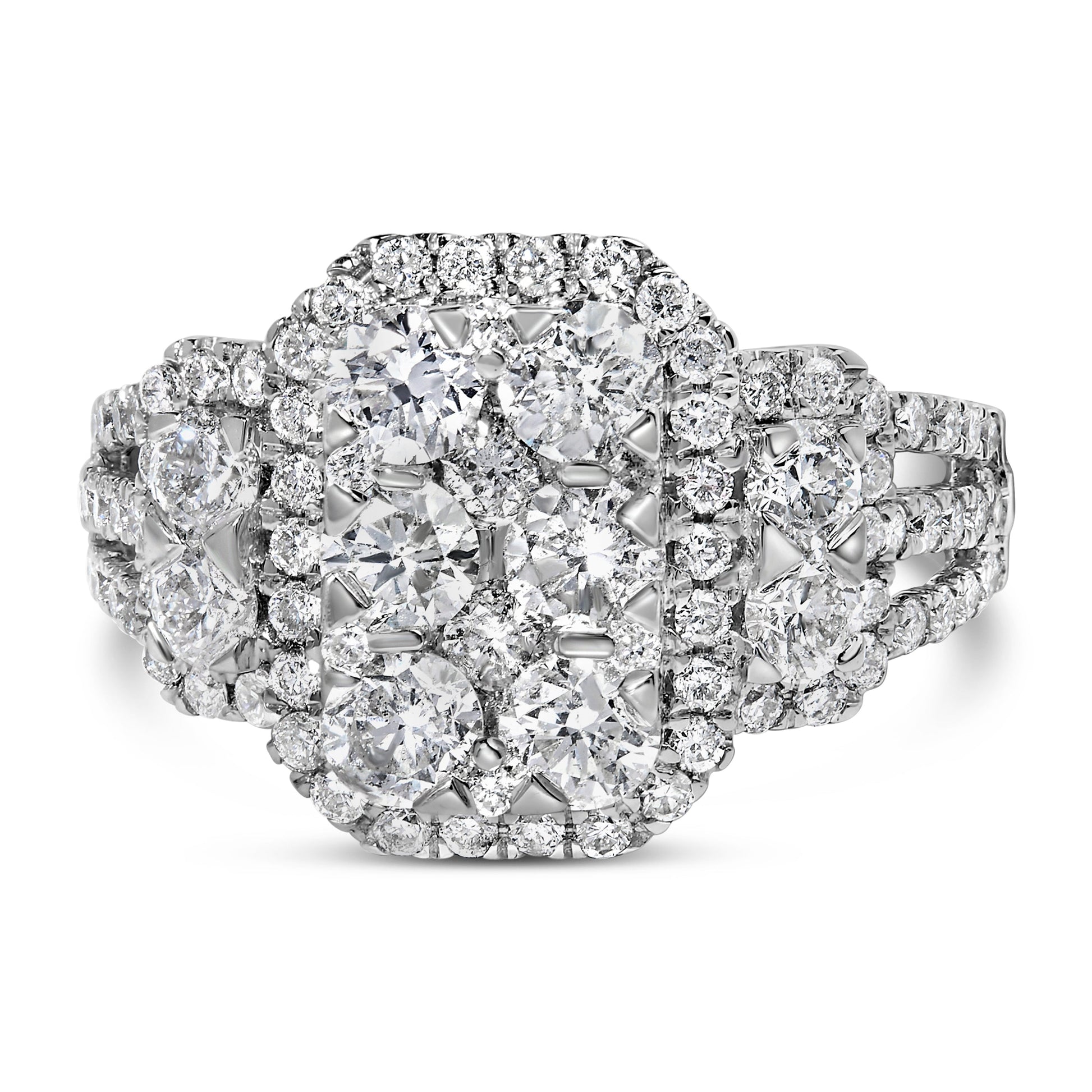 14K White Gold 2 1/4 Cttw Diamond Cocktail Cluster Ring (G-H Color, SI2-I1 Clarity) - Size 7 Bids.com