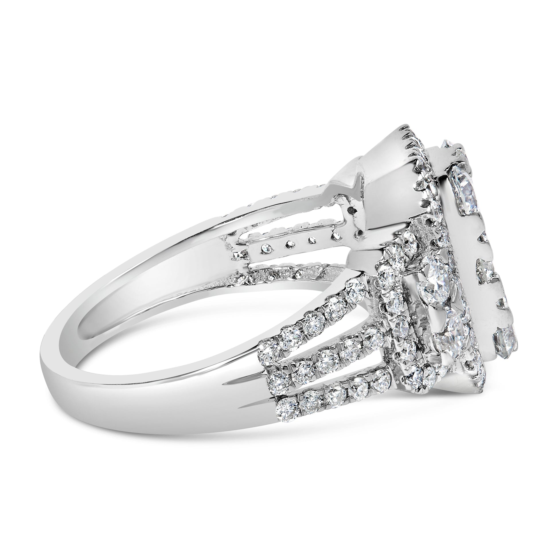 14K White Gold 2 1/4 Cttw Diamond Cocktail Cluster Ring (G-H Color, SI2-I1 Clarity) - Size 7 Bids.com