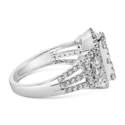 14K White Gold 2 1/4 Cttw Diamond Cocktail Cluster Ring (G-H Color, SI2-I1 Clarity) - Size 7 Bids.com