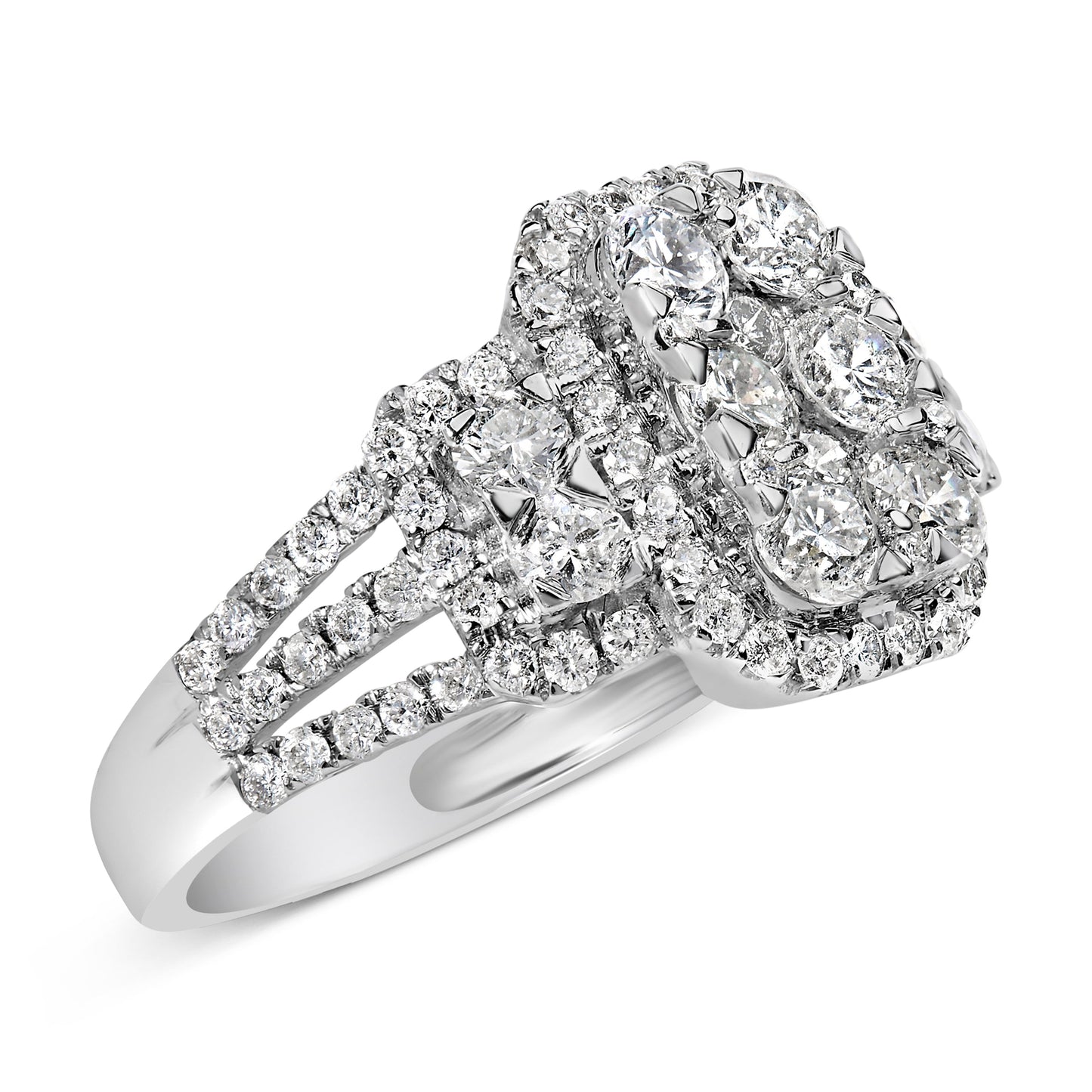 14K White Gold 2 1/4 Cttw Diamond Cocktail Cluster Ring (G-H Color, SI2-I1 Clarity) - Size 7 Bids.com