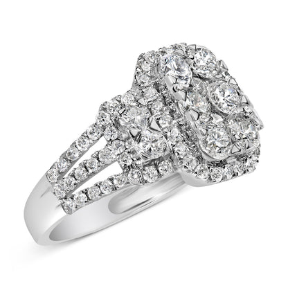14K White Gold 2 1/4 Cttw Diamond Cocktail Cluster Ring (G-H Color, SI2-I1 Clarity) - Size 7 Bids.com