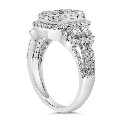 14K White Gold 2 1/4 Cttw Diamond Cocktail Cluster Ring (G-H Color, SI2-I1 Clarity) - Size 7 Bids.com