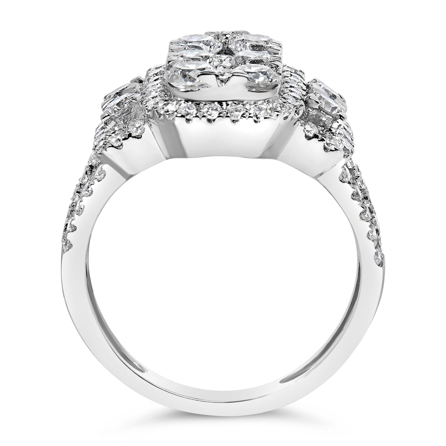 14K White Gold 2 1/4 Cttw Diamond Cocktail Cluster Ring (G-H Color, SI2-I1 Clarity) - Size 7 Bids.com