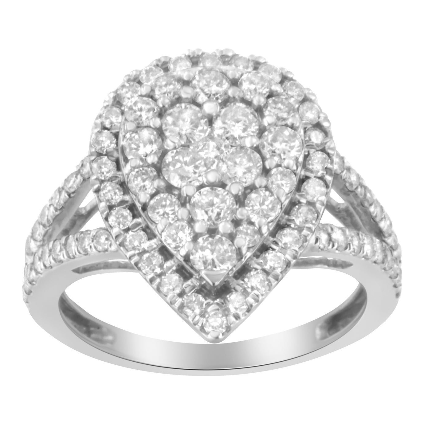 .925 Sterling Silver Diamond Cluster Ring (1 1/2 Cttw, H-I Color, I1-I2 Clarity) - Size 6 Bids.com