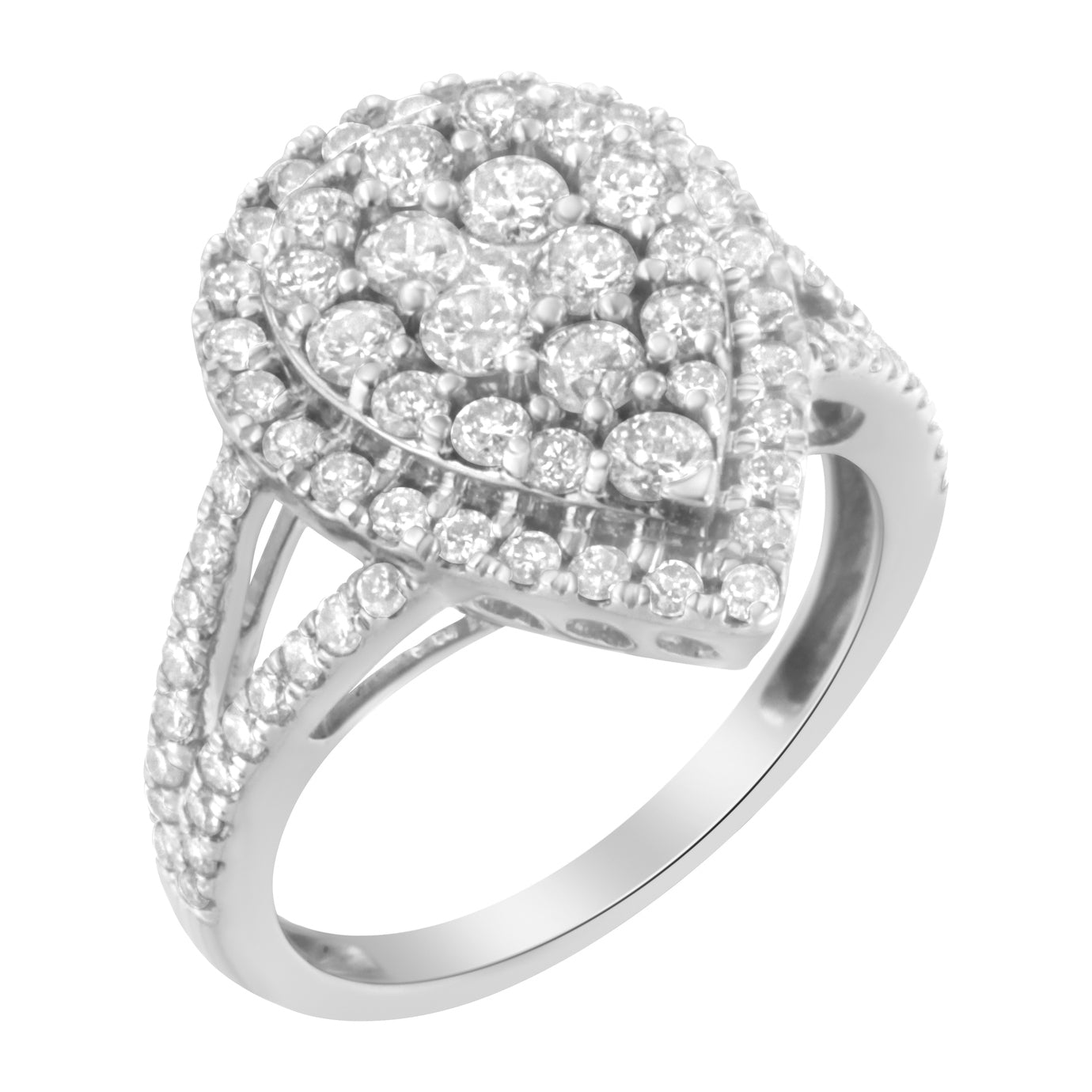 .925 Sterling Silver Diamond Cluster Ring (1 1/2 Cttw, H-I Color, I1-I2 Clarity) - Size 6 Bids.com