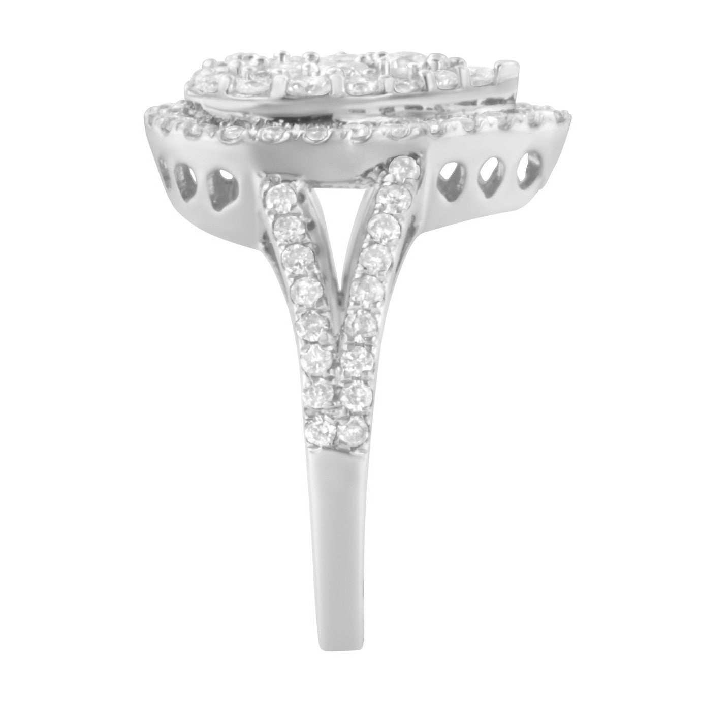 .925 Sterling Silver Diamond Cluster Ring (1 1/2 Cttw, H-I Color, I1-I2 Clarity) - Size 6 Bids.com