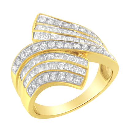 10K Yellow Gold Diamond Bypass Ring (1 1/7 Cttw, I-J Color, I1-I2 Clarity) - Size 5 Bids.com