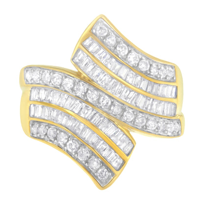 10K Yellow Gold Diamond Bypass Ring (1 1/7 Cttw, I-J Color, I1-I2 Clarity) - Size 5 Bids.com