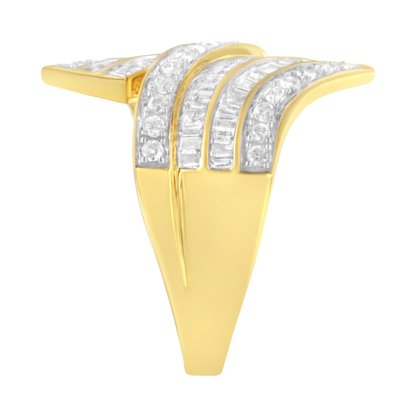 10K Yellow Gold Diamond Bypass Ring (1 1/7 Cttw, I-J Color, I1-I2 Clarity) - Size 5 Bids.com