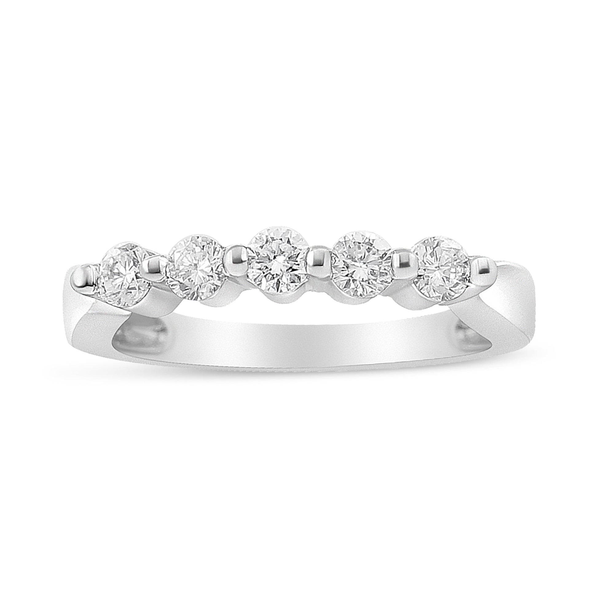 14K White Gold 1/2 Cttw Round-Cut 5-Stone Diamond Ring (H-I Color, SI1-SI2 Clarity) Size 7 Bids.com