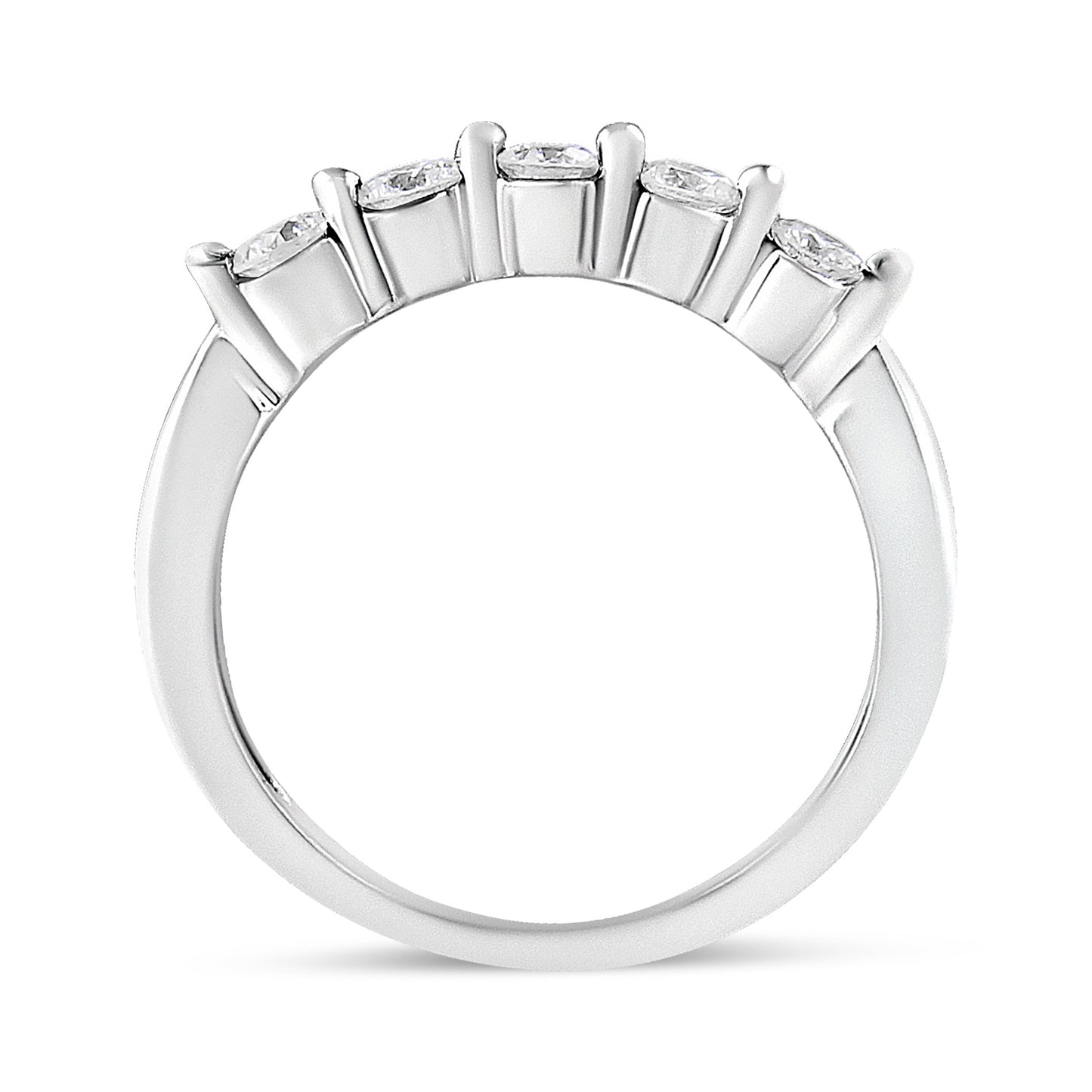 14K White Gold 1/2 Cttw Round-Cut 5-Stone Diamond Ring (H-I Color, SI1-SI2 Clarity) Size 7 Bids.com