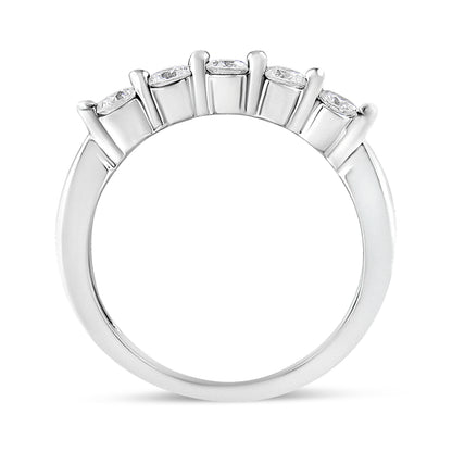 14K White Gold 1/2 Cttw Round-Cut 5-Stone Diamond Ring (H-I Color, SI1-SI2 Clarity) Size 7 Bids.com
