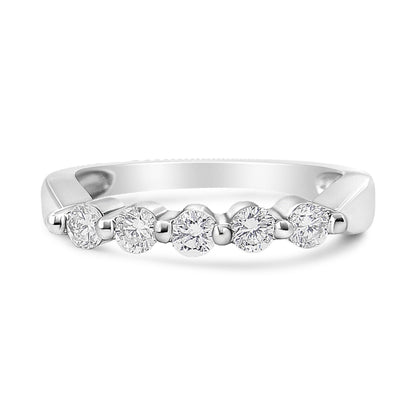 14K White Gold 1/2 Cttw Round-Cut 5-Stone Diamond Ring (H-I Color, SI1-SI2 Clarity) Size 7 Bids.com