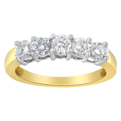 14KT Two Toned Gold 5 Stone Diamond Ring (1 cttw, H-I Color, SI1-SI2 Clarity) Bids.com