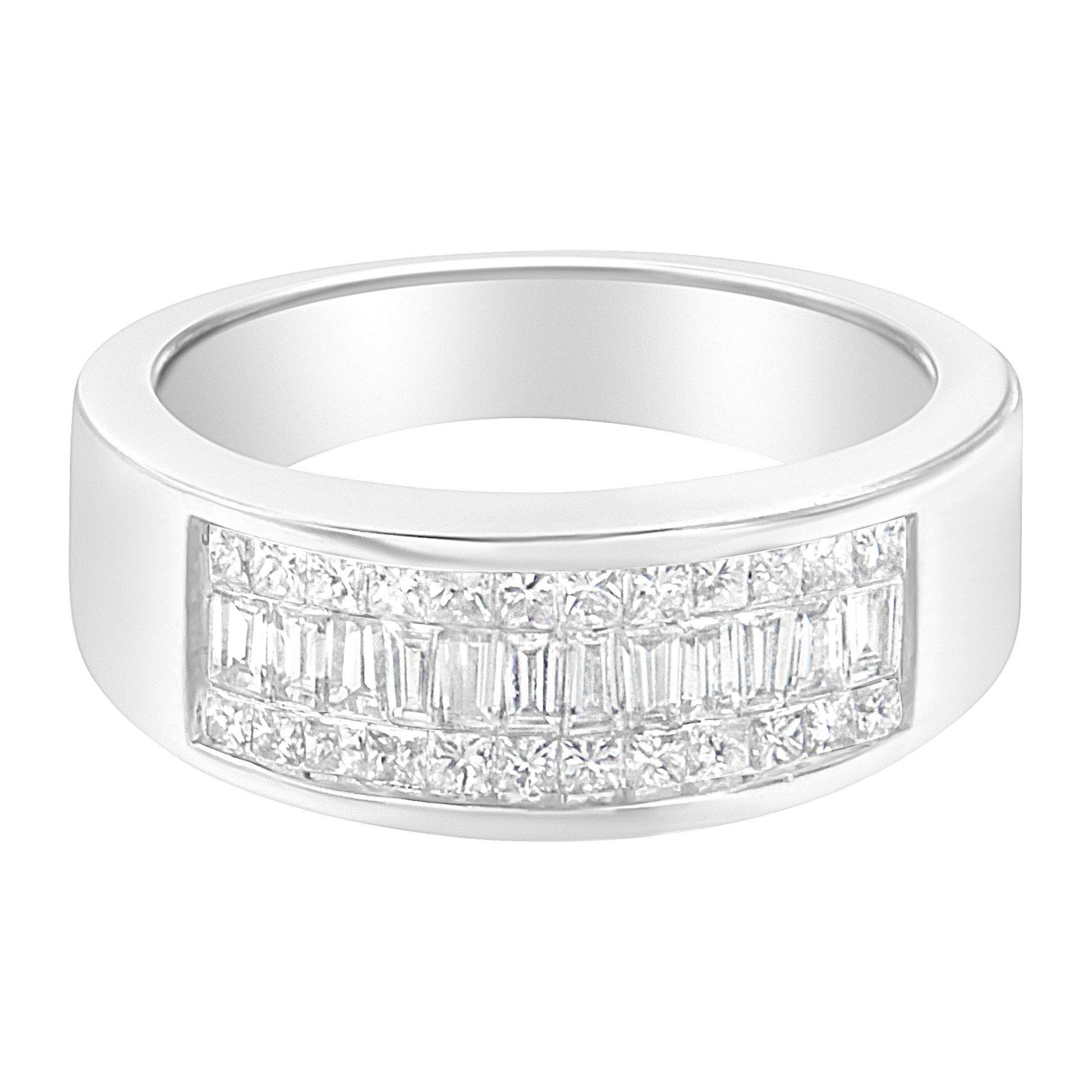 14K White Gold Princess and Baguette-cut Diamond Ring (1.0 Cttw, H-I Color, VS2-SI1 Clarity) - Size 6 Bids.com