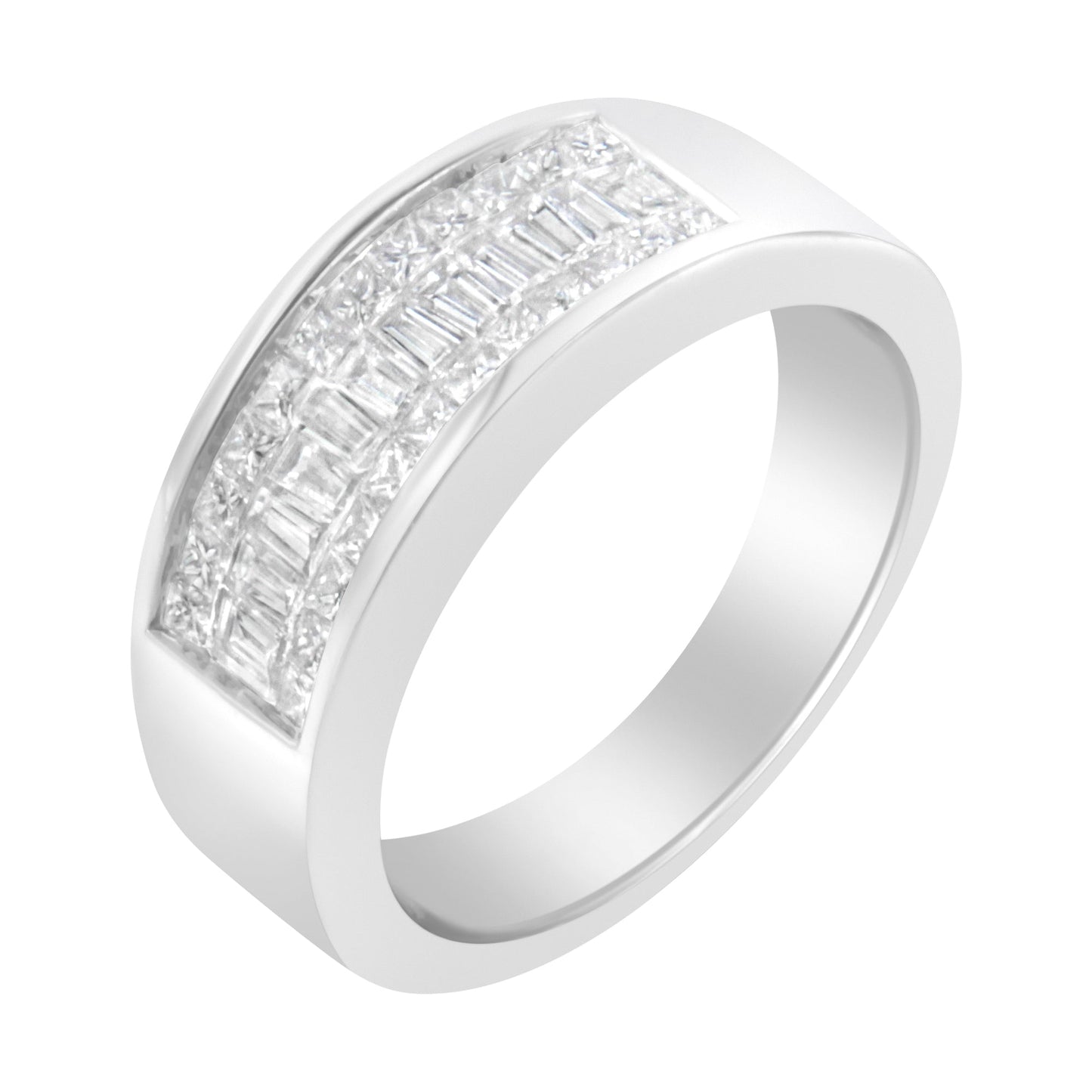 14K White Gold Princess and Baguette-cut Diamond Ring (1.0 Cttw, H-I Color, VS2-SI1 Clarity) - Size 6 Bids.com