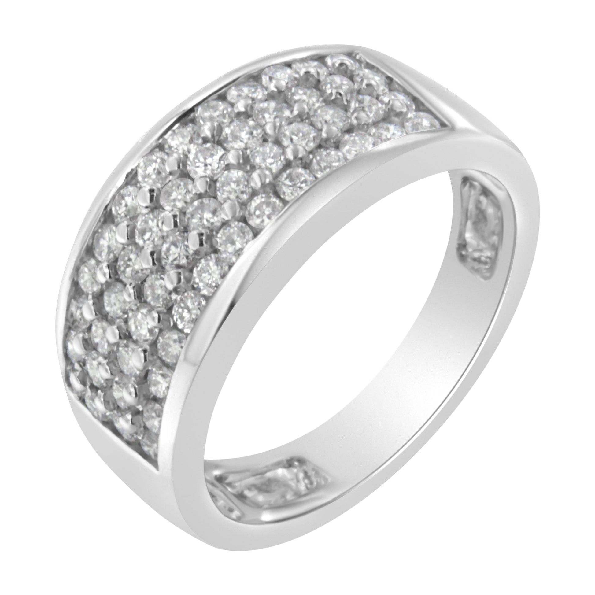 14K White Gold Round Cut Diamond Ring (1.0 Cttw, H-I Color, SI2-I1 Clarity) - Size 6-1/2 Bids.com
