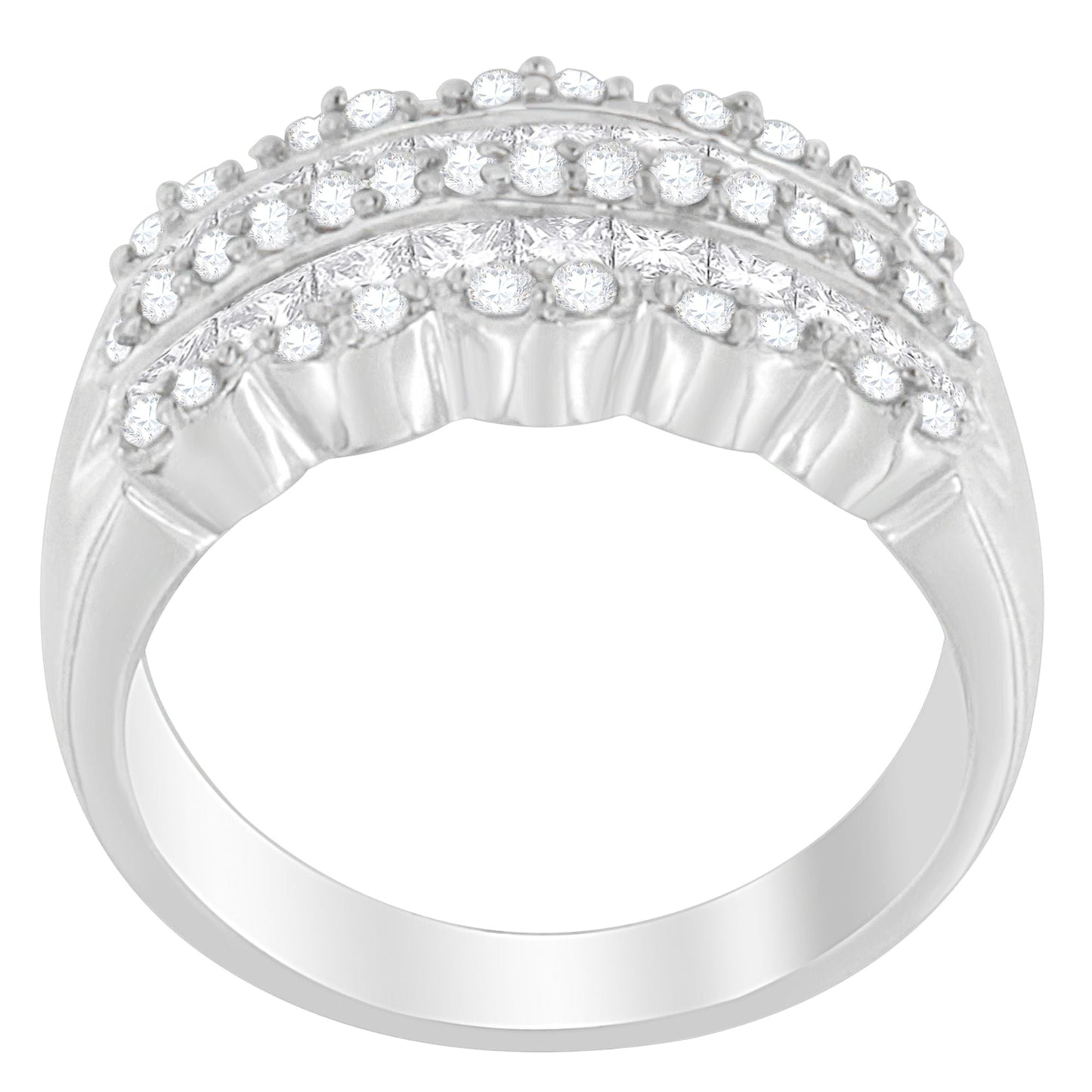 14K White Gold 1 1/7ct. TDW Round and Princess-Cut Diamond Ring(H-I, SI2-I1) Bids.com