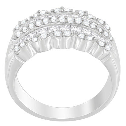 14K White Gold 1 1/7ct. TDW Round and Princess-Cut Diamond Ring(H-I, SI2-I1) Bids.com