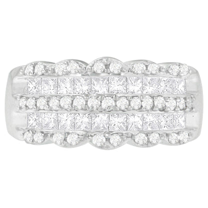 14K White Gold 1 1/7ct. TDW Round and Princess-Cut Diamond Ring(H-I, SI2-I1) Bids.com