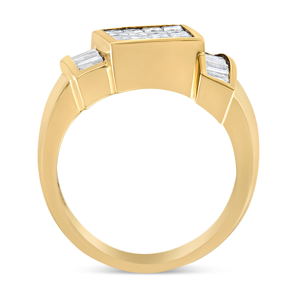 14K Yellow Gold 1 5/8 Cttw Invisible-Set Princess and Baguette Diamond Cocktail Band Ring Bids.com