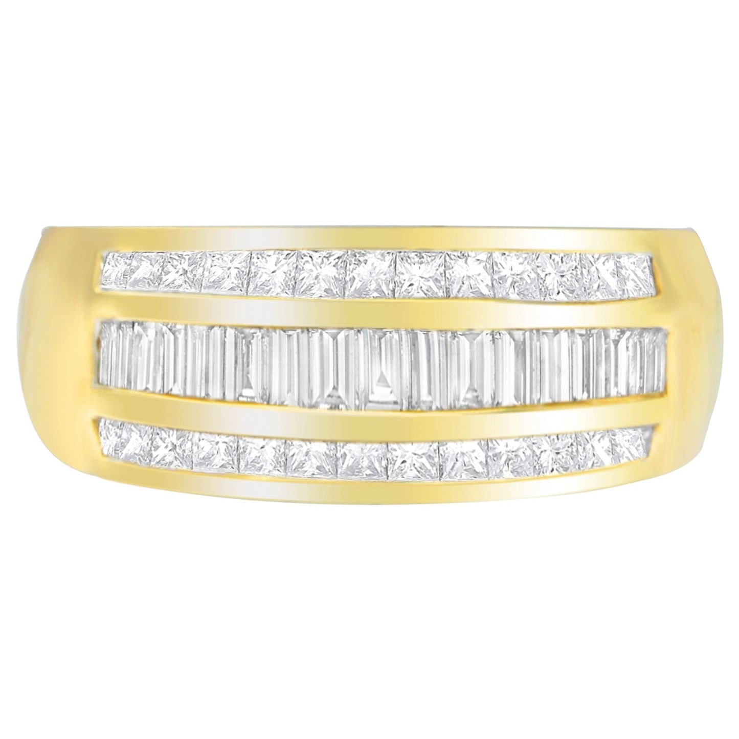 14K Yellow Gold 1ct. TDW Princess and Baguette-Cut Diamond Ring(H-I, SI1-SI2) Bids.com