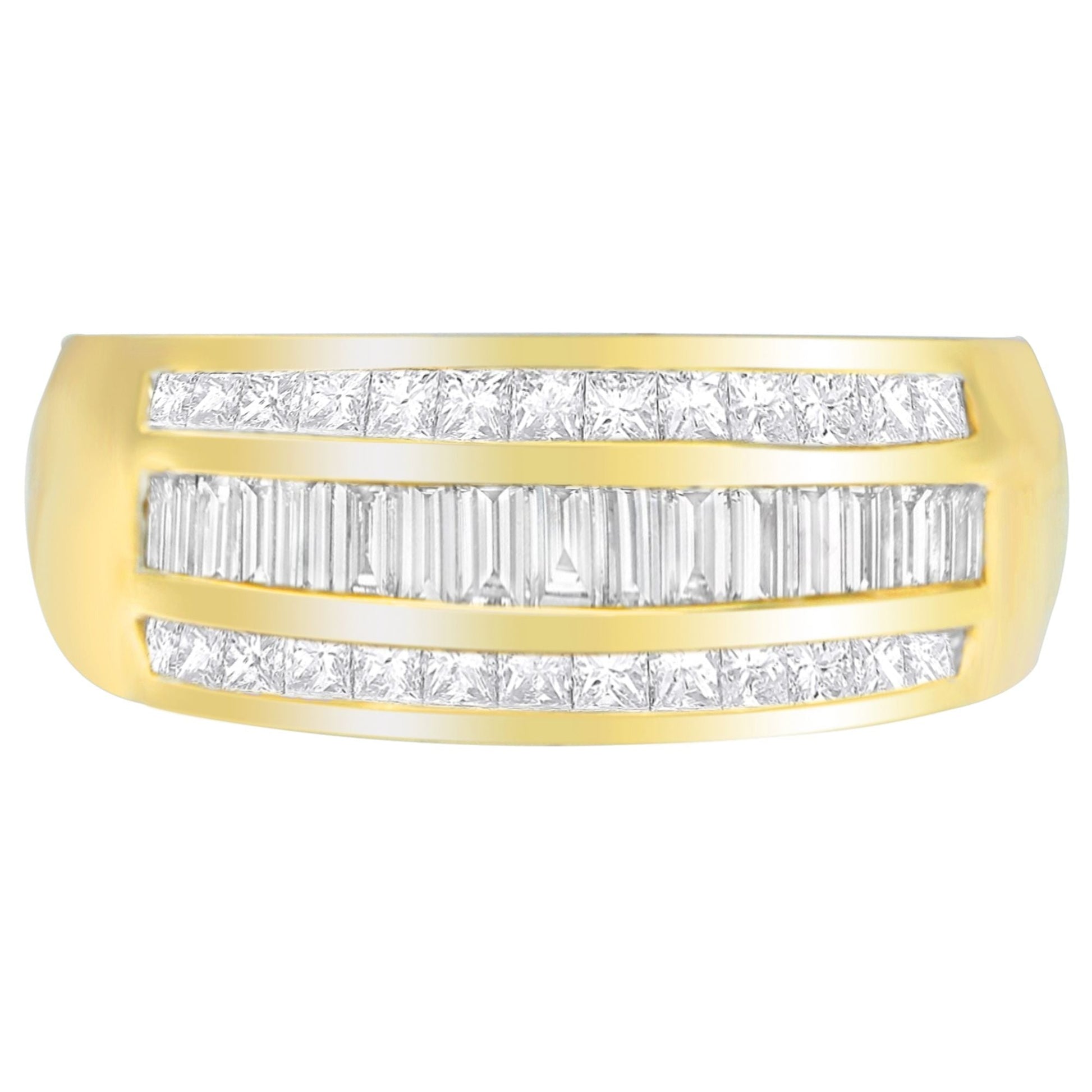 14K Yellow Gold 1ct. TDW Princess and Baguette-Cut Diamond Ring(H-I, SI1-SI2) Bids.com