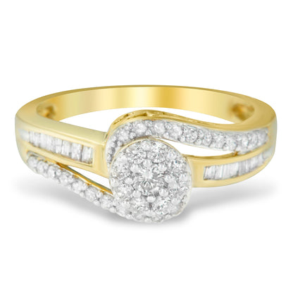 10K Yellow Gold Diamond Cluster Ring (1/2 Cttw, I-J Color, I2-I3 Clarity) - Size 6 Bids.com