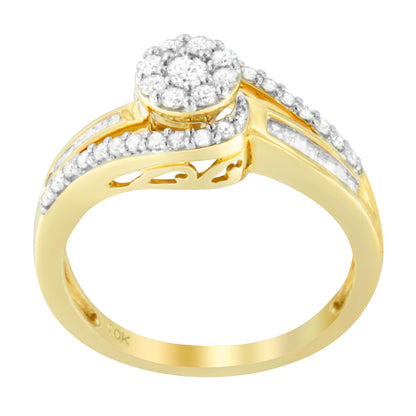 10K Yellow Gold Diamond Cluster Ring (1/2 Cttw, I-J Color, I2-I3 Clarity) - Size 6 Bids.com