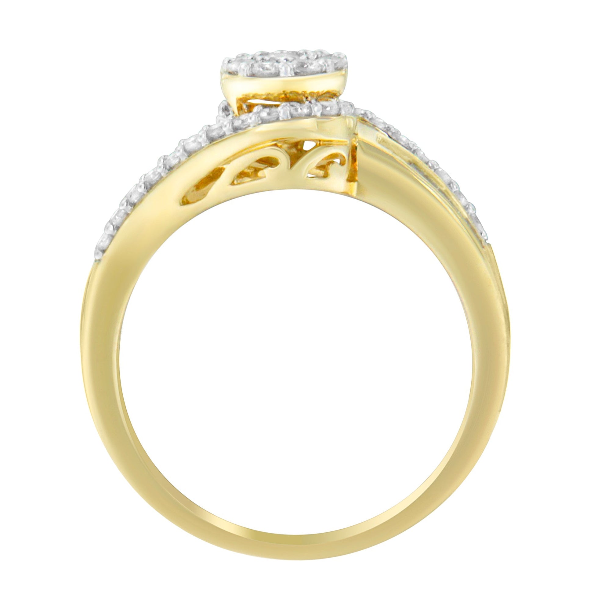10K Yellow Gold Diamond Cluster Ring (1/2 Cttw, I-J Color, I2-I3 Clarity) - Size 6 Bids.com