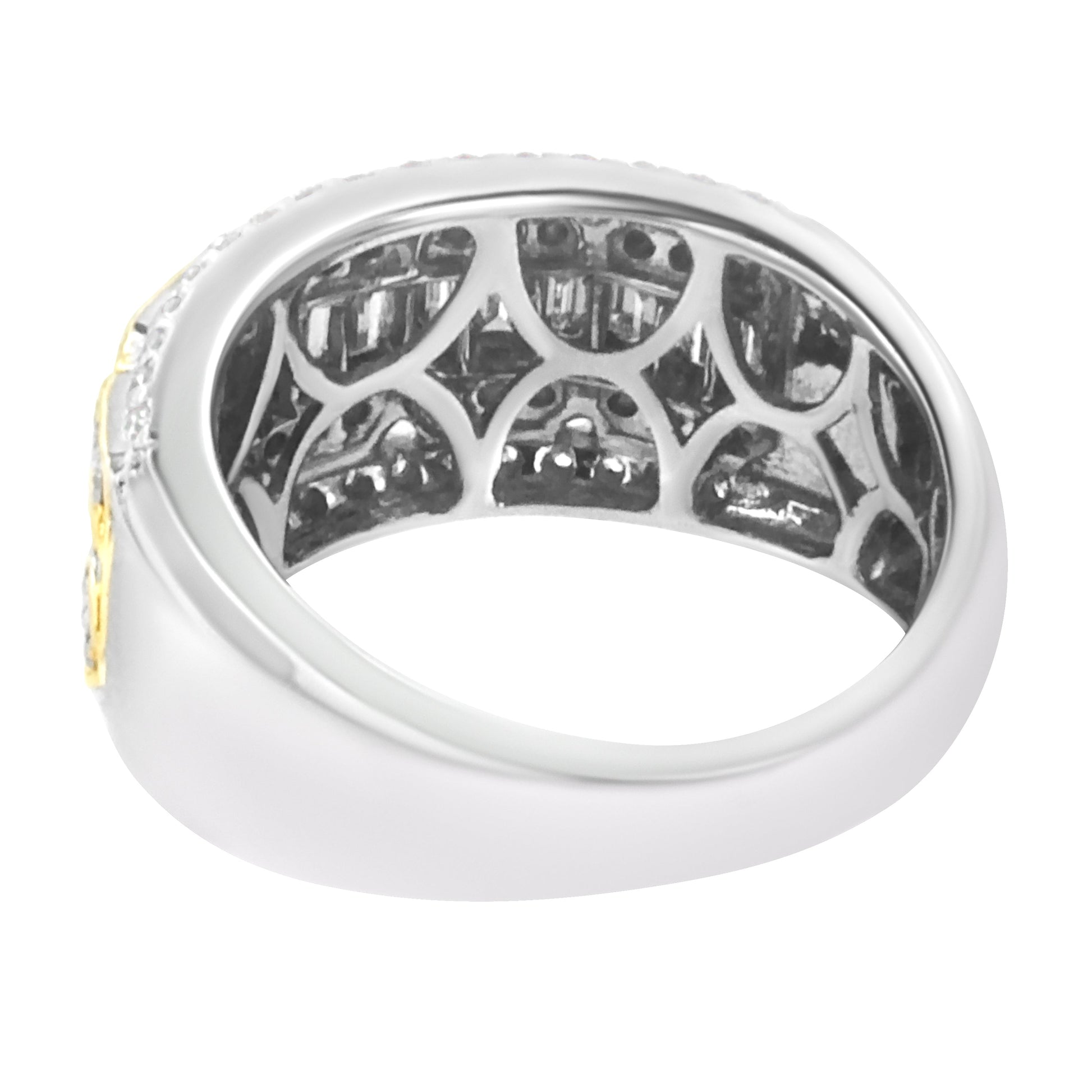 10K White and Yellow Gold 1.00 Cttw Baguette and Round cut Diamond Art Deco Multi-Row Ring Band (I-J Color, I1-I2 Clarity) - Ring Size 7 Bids.com