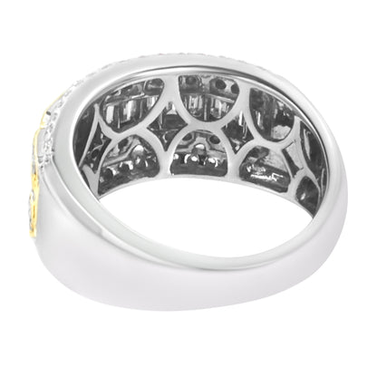 10K White and Yellow Gold 1.00 Cttw Baguette and Round cut Diamond Art Deco Multi-Row Ring Band (I-J Color, I1-I2 Clarity) - Ring Size 7 Bids.com