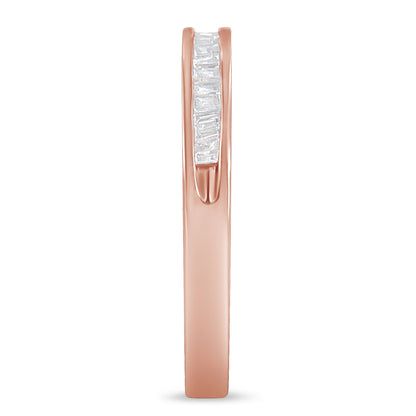 10K Rose Gold over .925 Sterling Silver 1/5 Cttw Diamond Channel-Set Stackable Band Ring (H-I Color, I1-I2 Clarity) - Size 6 3/4 Bids.com