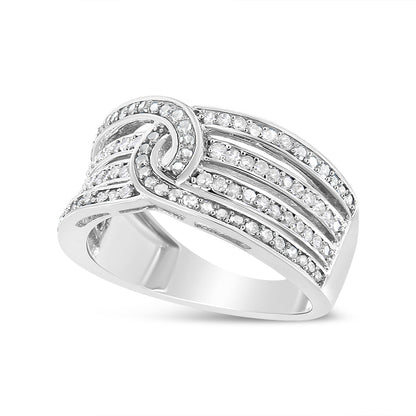 .925 Sterling Silver 1/2 Cttw Diamond Multi-Row Bypass Band Ring (I-J Color, I3 Clarity) - Size 7 Bids.com