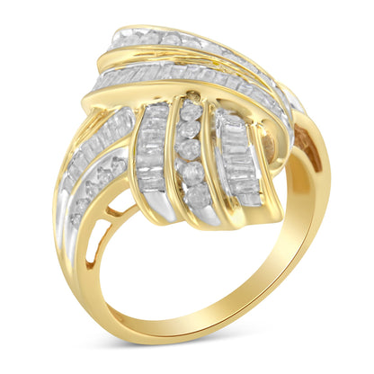 10K Yellow Gold Diamond Bypass Cocktail Ring (1 1/5 Cttw, I-J Color, I2-I3 Clarity) - Size 8 Bids.com