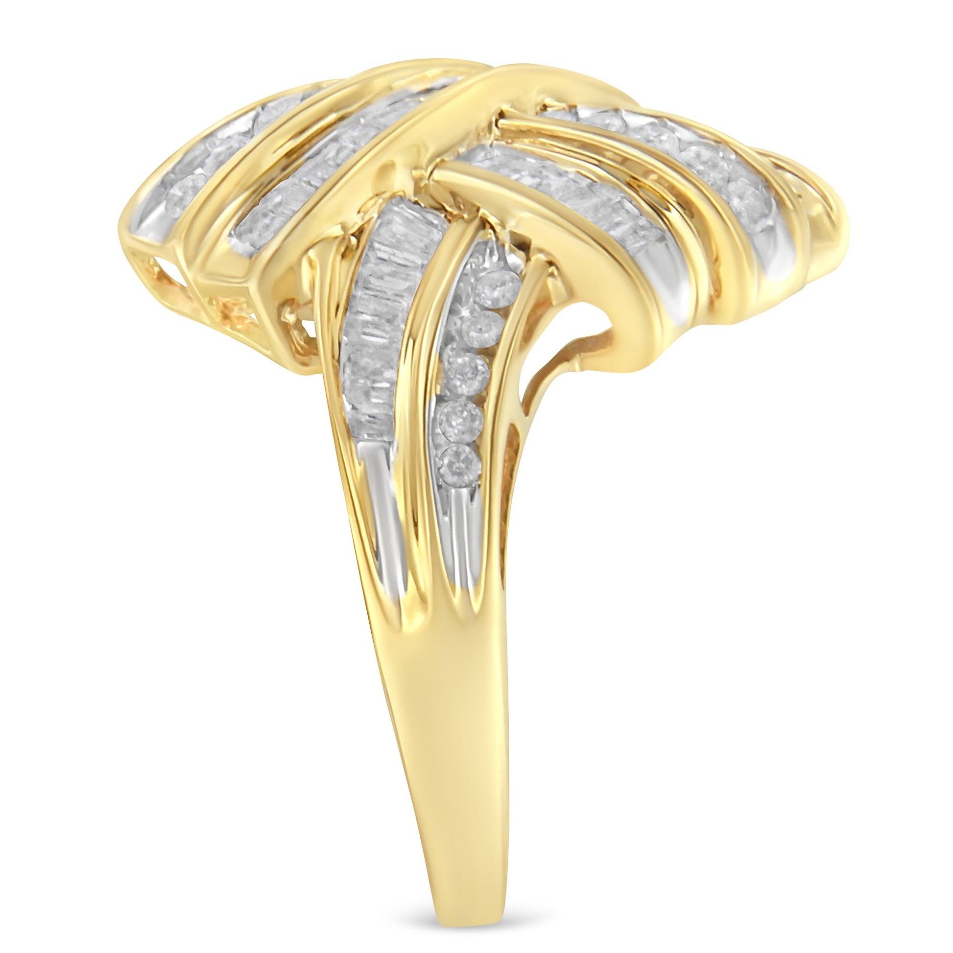10K Yellow Gold Diamond Bypass Cocktail Ring (1 1/5 Cttw, I-J Color, I2-I3 Clarity) - Size 8 Bids.com
