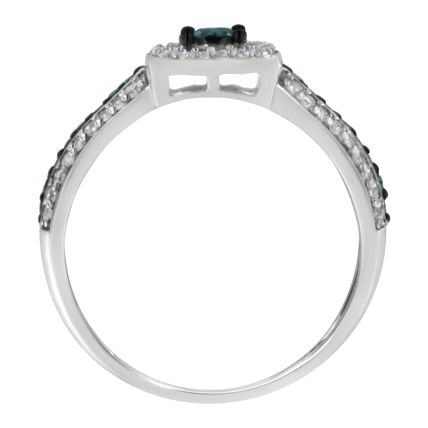 .925 Sterling Silver Treated Blue Miracle-Set Diamond Engagement Ring (1/2 Cttw, J-K Color, I1-I2 Clarity) - Size 6 Bids.com