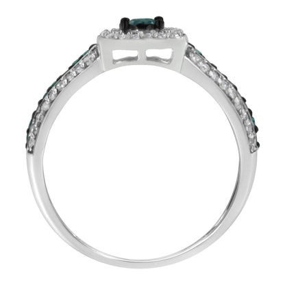 .925 Sterling Silver Treated Blue Miracle-Set Diamond Engagement Ring (1/2 Cttw, J-K Color, I1-I2 Clarity) - Size 6 Bids.com