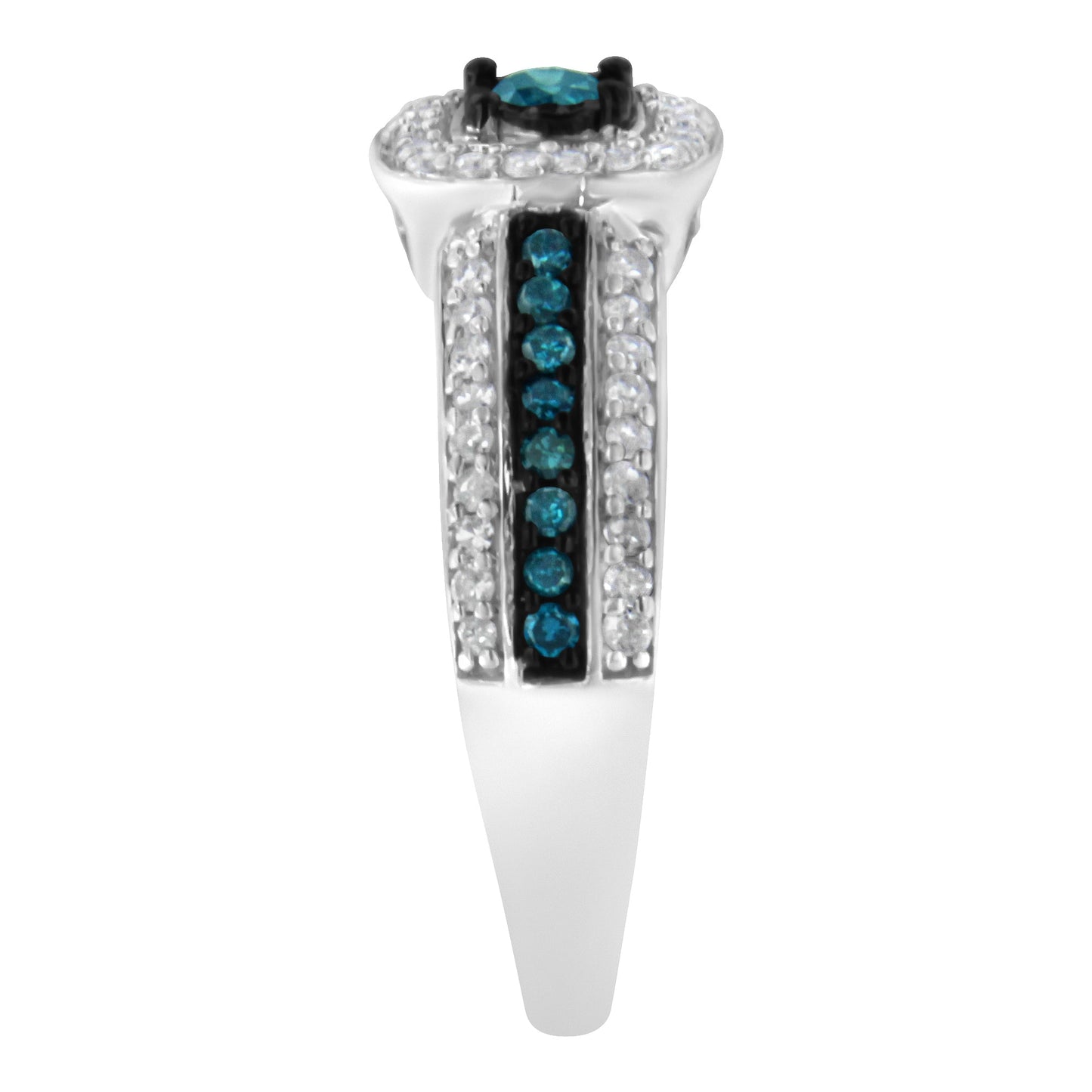 .925 Sterling Silver Treated Blue Miracle-Set Diamond Engagement Ring (1/2 Cttw, J-K Color, I1-I2 Clarity) - Size 6 Bids.com