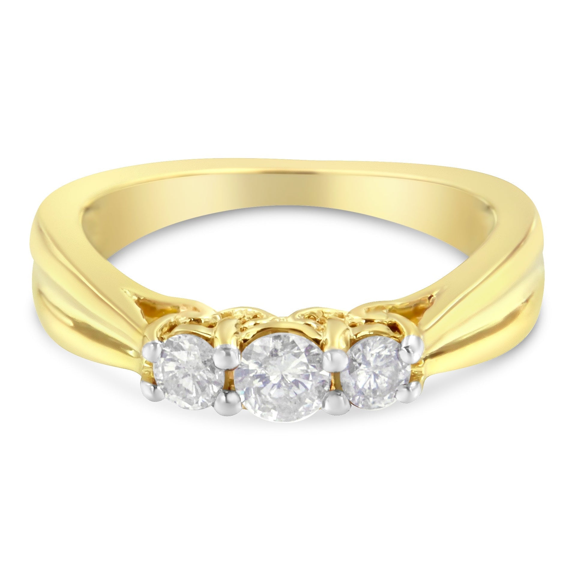 10K Yellow Gold Three-stone Diamond Ring (0.50 cttw, J-K Color, I2-I3 Clarity) Bids.com