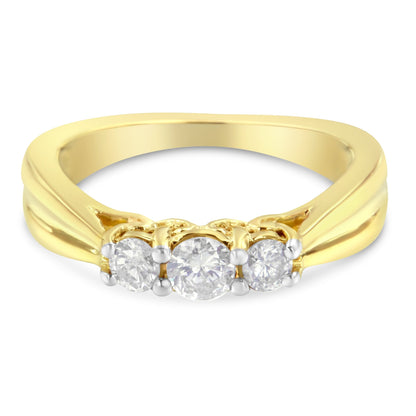 10K Yellow Gold Three-stone Diamond Ring (0.50 cttw, J-K Color, I2-I3 Clarity) Bids.com
