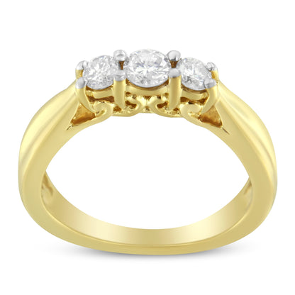 10K Yellow Gold Three-stone Diamond Ring (0.50 cttw, J-K Color, I2-I3 Clarity) Bids.com