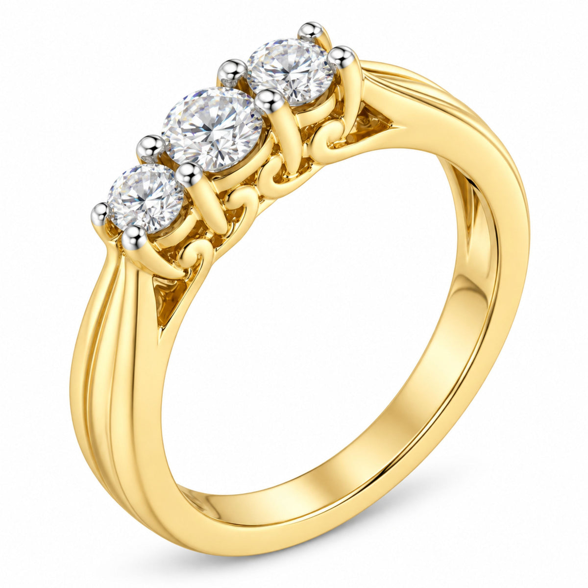10K Yellow Gold Three-stone Diamond Ring (0.50 cttw, J-K Color, I2-I3 Clarity) Bids.com