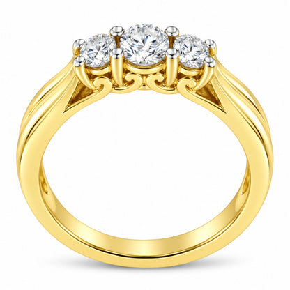 10K Yellow Gold Three-stone Diamond Ring (0.50 cttw, J-K Color, I2-I3 Clarity) Bids.com