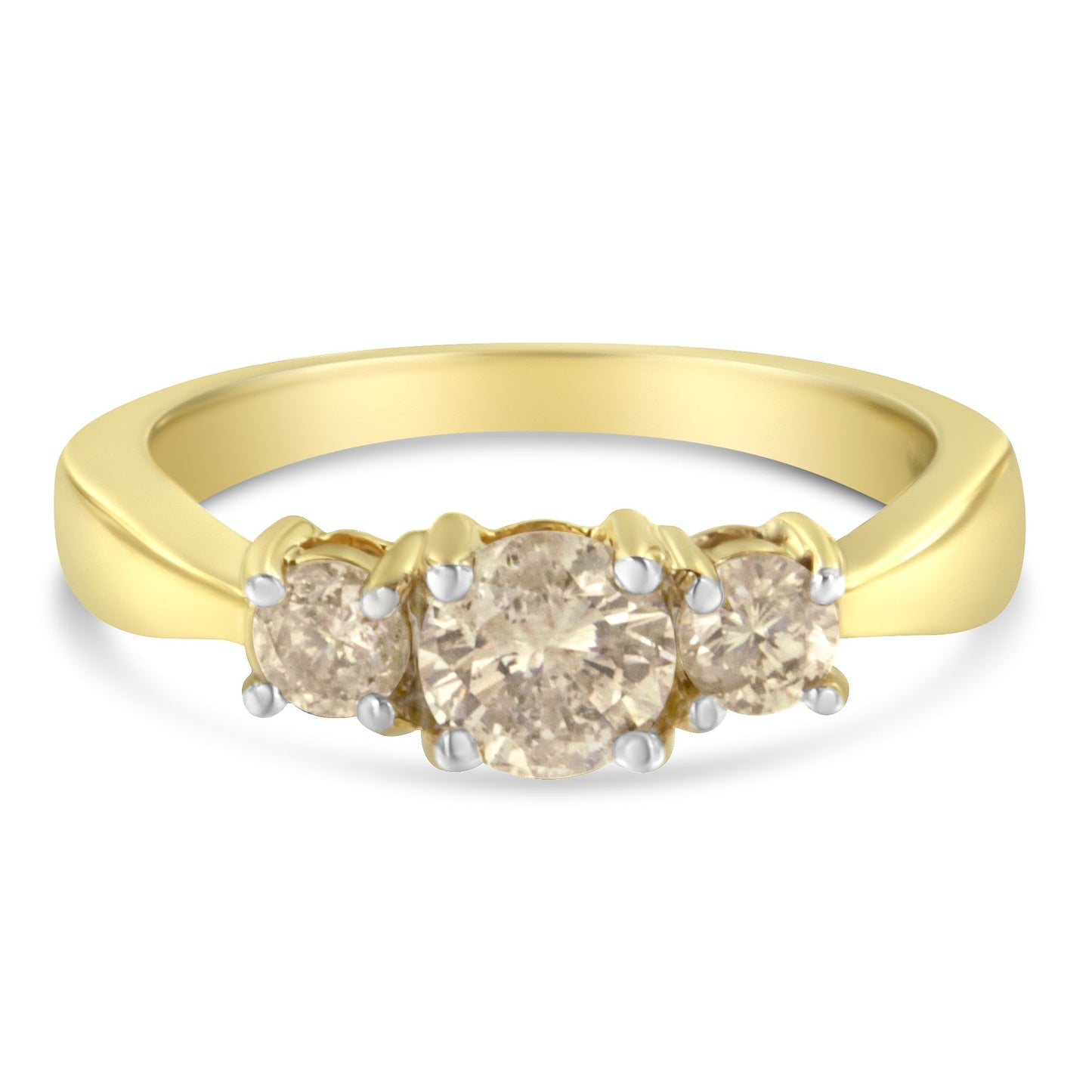 10K Yellow Gold Three Stone Diamond Band Ring (1.00 cttw, J-K Color, I2-I3 Clarity) Bids.com