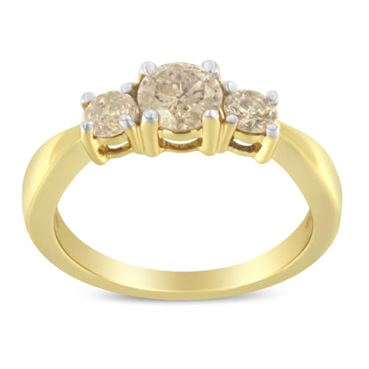 10K Yellow Gold Three Stone Diamond Band Ring (1.00 cttw, J-K Color, I2-I3 Clarity) Bids.com